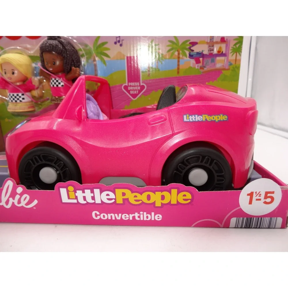 Fisher-Price Little People Barbie Convertible Toy Car with Music Sounds & 2 Figs